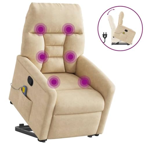 Massagesessel mit Aufstehhilfe Creme Mikrofasergewebe ohrensessel mit hocker Chair for Balkon Büro von CKioict