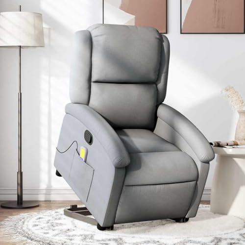 Massagesessel mit Aufstehhilfe Hellgrau Stoff Lounge Sessel Chair for Balkon Büro von CKioict