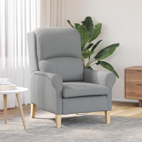 Moderner Sessel Hellgrau Polyesterstoff, Holz Mittel Ergonomisch Lounge Sessel Chair for Balkon Innenraum von CKioict