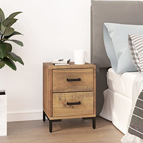 Nachttisch Braun beistelltisch Bedside Table for Wohnzimmer Schlafzimmer 36x30x45 cm Massivholz Kiefer von CKioict