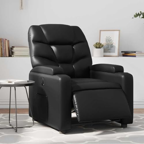Relaxsessel Elektrisch Schwarz Kunstleder ohrensessel mit hocker Chair for Büro Balkon von CKioict