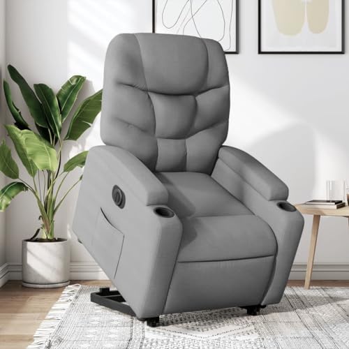 Relaxsessel mit Aufstehhilfe Elektrisch Hellgrau Stoff ohrensessel mit hocker Chair for Schlafzimmer Balkon von CKioict