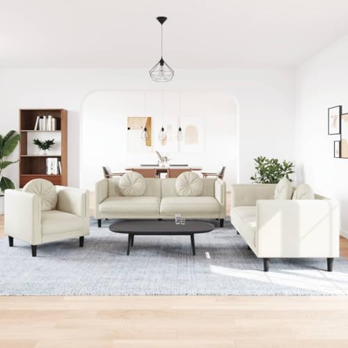 Samt Sofagarnitur Modern mit Runden Kissen, Bequemes Sitzgruppe für Wohnzimmer, Weiche Polsterung und Stabile Stützbeine, Entspannungsmöbel für Plaudern, Lesen Samt Sofagarnitur Modern mit Runden Kissen, Bequemes Sitzgruppe für Wohnzimmer, Weiche Polsterung und Stabile Stützbeine, Entspannungsmöbel für Plaudern, Lesen von CKioict