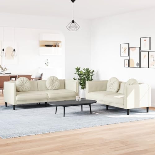 Samt Sofagarnitur Modern mit Runden Kissen, Bequemes Sitzgruppe für Wohnzimmer in Weichem Velours, Stabile Stützbeine und Elegantes Design für Entspannung und von CKioict