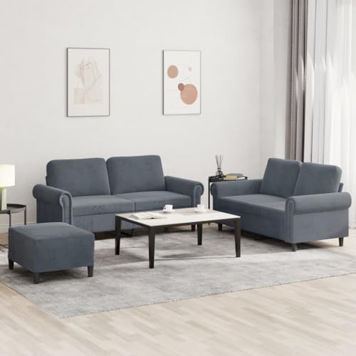 Samt Sofagarnitur mit Hocker, Bequemes 3-Sitzer Sofa Set, Robustes Gestell aus Sperrholz und Metall, Plüschweiche Polsterung für Wohnzimmer, Sitzbank Couch Samt Sofagarnitur mit Hocker, Bequemes 3-Sitzer Sofa Set, Robustes Gestell aus Sperrholz und Metall, Plüschweiche Polsterung für Wohnzimmer, Sitzbank Couch von CKioict