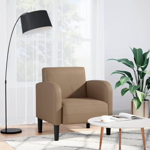 Sessel mit Armlehnen Cappuccino-Braun Stuhl schminktisch Chair for Balkon Wohnzimmer 54 cm Kunstleder von CKioict