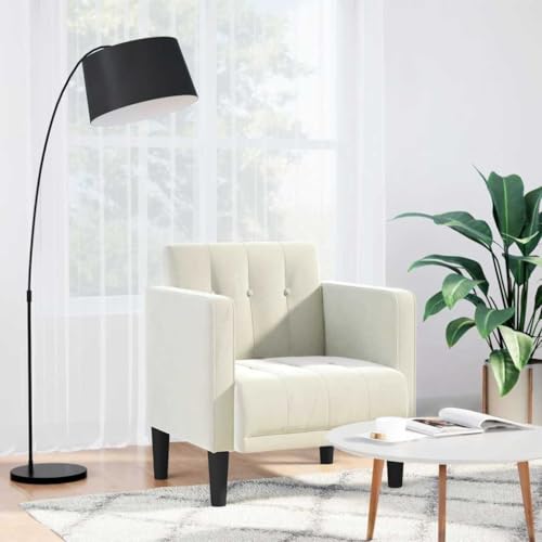 Sessel mit Armlehnen Creme fernsehsessel ohrensessel mit hocker for Schlafzimmer Innenraum 53 cm Samt von CKioict