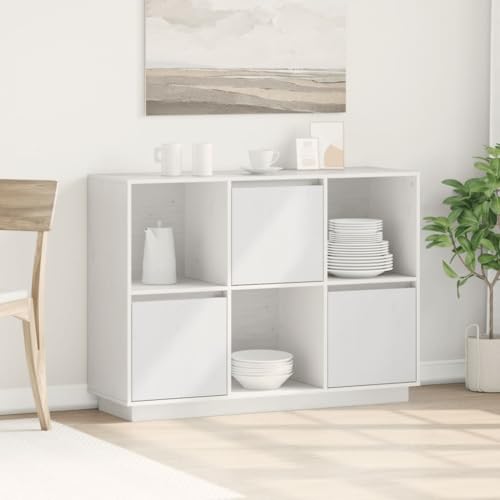 Sideboard Weiß kleiderschrank Schrank for Wohnzimmer Büro 110,5x35x80 cm Massivholz Kiefer von CKioict