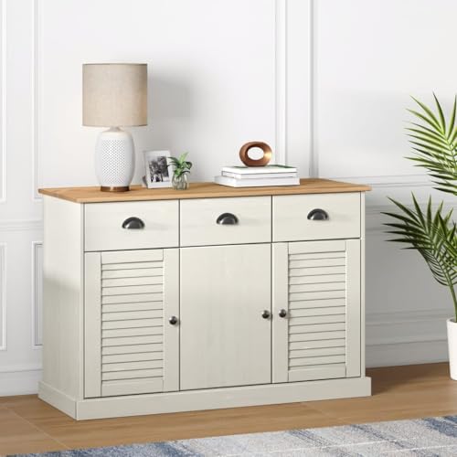 Sideboard mit Schubladen VIGO Schrank flurschrank for Schlafzimmer Büro 113x40x75 cm Massivholz Kiefer von CKioict