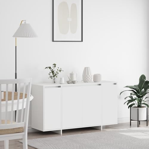 Weißes Sideboard Weiß Holz kommoden kleiderschrank for Wohnzimmer Büro 135 x 41 x 75 cm Weißes Sideboard von CKioict