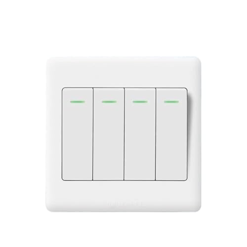 Lichtschalter Unterputz,Wechselschalter 2 stücke Wandschalter 1/2/3/4 Gang 1Way Taste Lichtschalter Panel Ein/Aus-Tasten Mit Lampe Wohnaccessoires(4-Gang) von CKryzillix