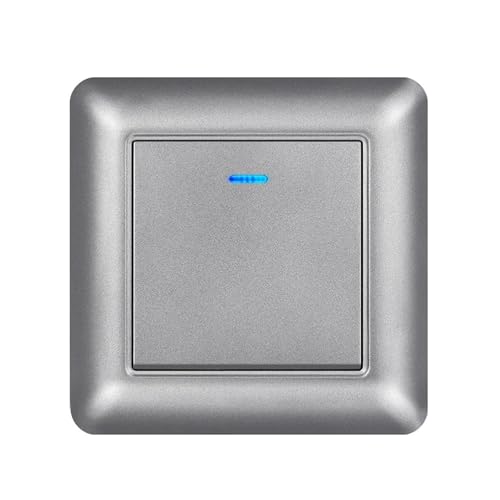 Lichtschalter Unterputz,Wechselschalter 2 stücke Wandschalter Mit Kontrollleuchte 1/2gang 2way 16A 220 V Flammschutzmittel PC Panel 82mm *(Grey 1Gang2Way) von CKryzillix