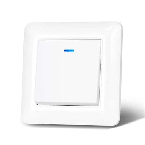 Lichtschalter Unterputz,Wechselschalter 2 stücke Wandschalter Mit Kontrollleuchte 1/2gang 2way 16A 220 V Flammschutzmittel PC Panel 82mm *(White 1Gang2Way) von CKryzillix
