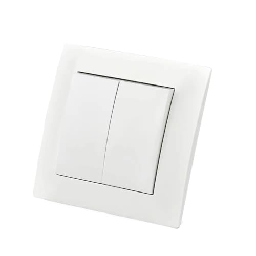 Lichtschalter Unterputz,Wechselschalter 3 stücke Klassische Flammschutzmittel Kunststoff Panel 2 Gang 1 Weg Wand Licht Schalter Auf/Off Rocker 16A AC 250V 86mm *(2 Gang 1 way Switch) von CKryzillix