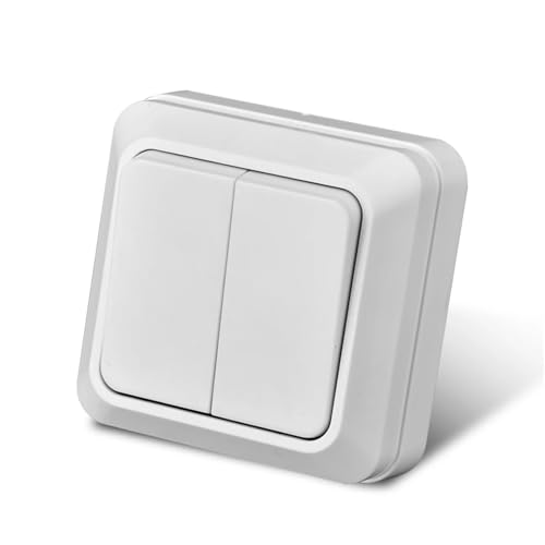 Lichtschalter Unterputz,Wechselschalter 3 stücke Standard Kunststoff Wippschalter Wand Oberfläche 2 Gang 1 Weg Taste Licht An/Aus Klassische(White) von CKryzillix