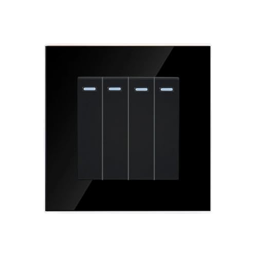 Lichtschalter Unterputz,Wechselschalter 4 Gang Reset Schalter Wallpad Pulse Momentary Kontaktieren Push Button Wand Licht 16A(Black) von CKryzillix