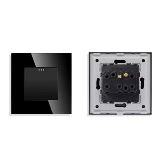 Lichtschalter Unterputz,Wechselschalter Einfacher Stil Kristallglas-Panel Doppel 1 2 3 4 Gang/Wege Wandleuchte Druckknopfschalter 10A(1G1W,Gray) von CKryzillix