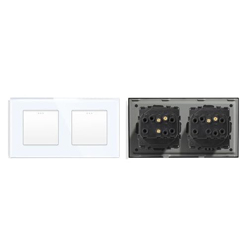 Lichtschalter Unterputz,Wechselschalter Einfacher Stil Kristallglas-Panel Doppel 1 2 3 4 Gang/Wege Wandleuchte Druckknopfschalter 10A(1G1W 1G2W,Black) von CKryzillix