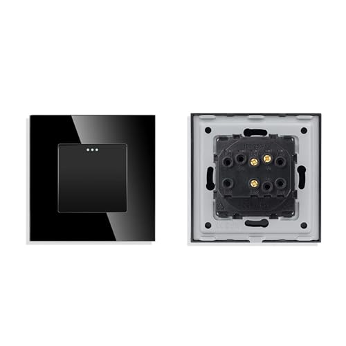 Lichtschalter Unterputz,Wechselschalter Einfacher Stil Kristallglas-Panel Doppel 1 2 3 4 Gang/Wege Wandleuchte Druckknopfschalter 10A(1G2W,Black) von CKryzillix
