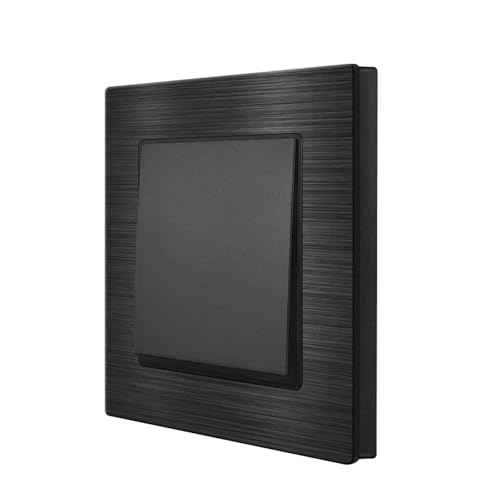 Lichtschalter Unterputz,Wechselschalter Knopflichtschalter 1-fach 1-Wege, Aluminiumlegierungsplatte 82 * mm for Heimwerker(Black SF9,2way) von CKryzillix
