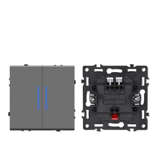 Lichtschalter Unterputz,Wechselschalter Push Button Switch Modul Mit Anzeige Lampe Telefon Kostenlos Teile Wand Licht Kunststoff Kombination(2Gang 1Way Module) von CKryzillix