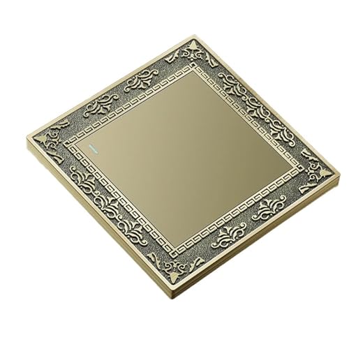 Lichtschalter Unterputz,Wechselschalter Retro 1-3 Gang 2 Way Wandleuchte Druckschalter Geschnitzte Grüne Bronze PC Panel for Haushalt(1-Gang 3 Way Switch) von CKryzillix