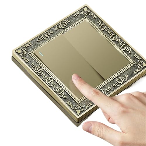 Lichtschalter Unterputz,Wechselschalter Retro 1-3 Gang 2 Way Wandleuchte Druckschalter Geschnitzte Grüne Bronze PC Panel for Haushalt(2-Gang 2 Way Switch) von CKryzillix