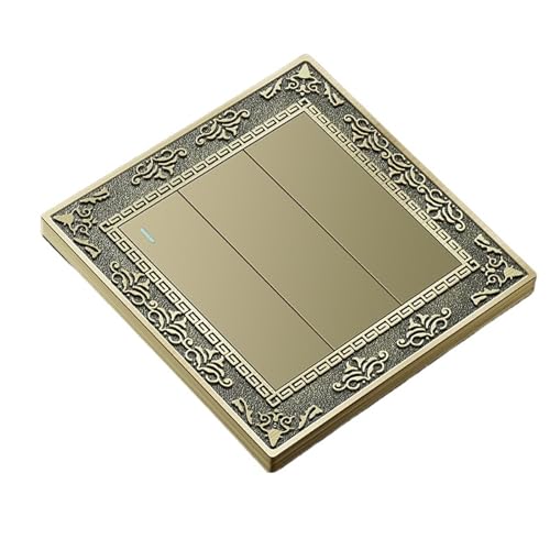 Lichtschalter Unterputz,Wechselschalter Retro 1-3 Gang 2 Way Wandleuchte Druckschalter Geschnitzte Grüne Bronze PC Panel for Haushalt(3-Gang 2 Way Switch) von CKryzillix