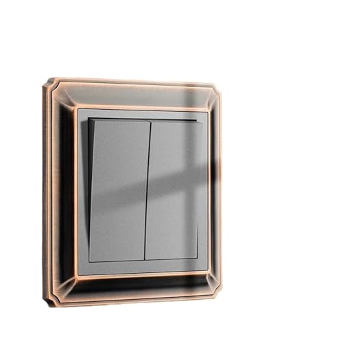 Lichtschalter Unterputz,Wechselschalter Retro Wandleuchte Druckknopfschalter 1-4 Gang 2 Weg Zinklegierung Rot Bronze Rahmen Panel Rocker(2-Gang 2 Way Switch) von CKryzillix