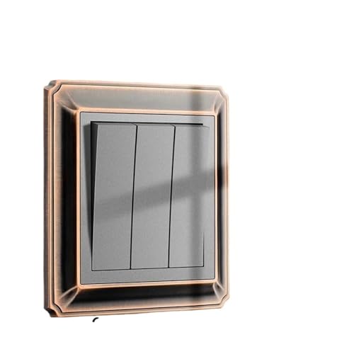 Lichtschalter Unterputz,Wechselschalter Retro Wandleuchte Druckknopfschalter 1-4 Gang 2 Weg Zinklegierung Rot Bronze Rahmen Panel Rocker(3-Gang 2 Way Switch) von CKryzillix
