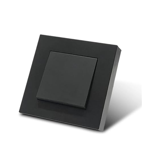 Lichtschalter Unterputz,Wechselschalter Schwarz Matt Wand Wippschalter Flammhemmende Kunststoffplatte Doppelknopf 2 Gang 1 Weg Licht Ein und Aus AC(1 Gang 1 Way Switch) von CKryzillix