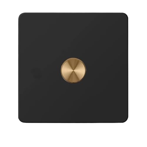 Lichtschalter Unterputz,Wechselschalter Wand-Druckknopfschalter, 2-Wege-Dimmer aus schwarzem Edelstahl, Retro-Lichtschalter und elektrische Steckdose mit USB for Zuhause(Dimmer Switch) von CKryzillix