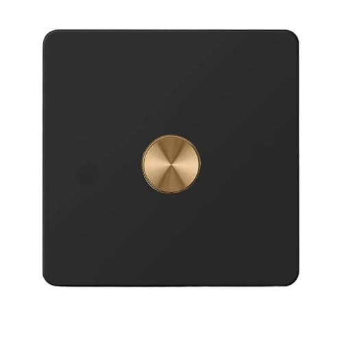 Lichtschalter Unterputz,Wechselschalter Wand-Druckknopfschalter, 2-Wege-Dimmer aus schwarzem Edelstahl, Retro-Lichtschalter und elektrische Steckdose mit USB for Zuhause(Speed Switch) von CKryzillix