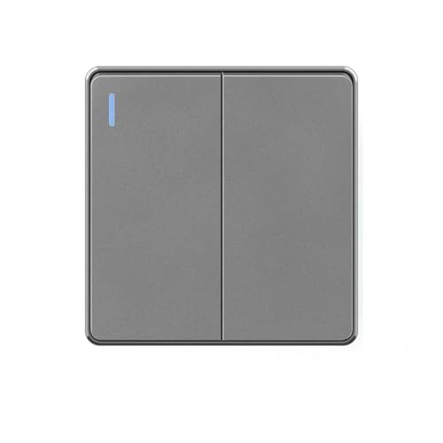 Lichtschalter Unterputz,Wechselschalter Wand Licht Schalter 16A PC Panel AUF OFF Schwarz Home Power Rocker Push Button 1/2/3/4 Gang 1/2Way 86Typ(Grey 2gang,1way) von CKryzillix
