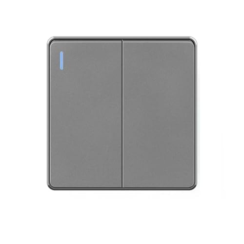 Lichtschalter Unterputz,Wechselschalter Wand Licht Schalter 16A PC Panel AUF OFF Schwarz Home Power Rocker Push Button 1/2/3/4 Gang 1/2Way 86Typ(Grey 2gang,2way) von CKryzillix