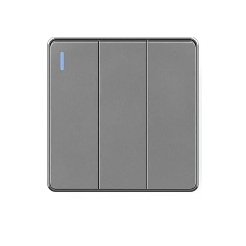 Lichtschalter Unterputz,Wechselschalter Wand Licht Schalter 16A PC Panel AUF OFF Schwarz Home Power Rocker Push Button 1/2/3/4 Gang 1/2Way 86Typ(Grey 3gang,1way) von CKryzillix
