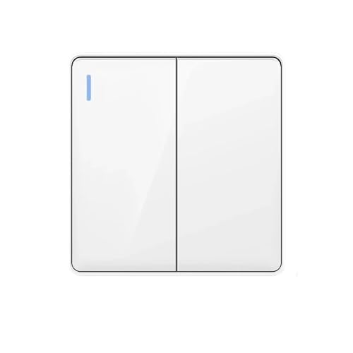 Lichtschalter Unterputz,Wechselschalter Wand Licht Schalter 16A PC Panel AUF OFF Schwarz Home Power Rocker Push Button 1/2/3/4 Gang 1/2Way 86Typ(White 2gang,1way) von CKryzillix