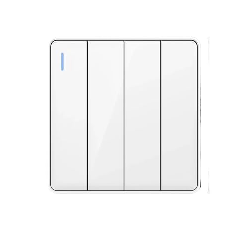 Lichtschalter Unterputz,Wechselschalter Wand Licht Schalter 16A PC Panel AUF OFF Schwarz Home Power Rocker Push Button 1/2/3/4 Gang 1/2Way 86Typ(White 4gang,1way) von CKryzillix