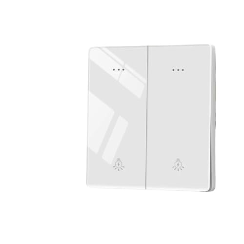 Lichtschalter Unterputz,Wechselschalter Weißes Glas Wand Quadrat Schalter Panel 16a Steckdose Große Licht(2Gang) von CKryzillix