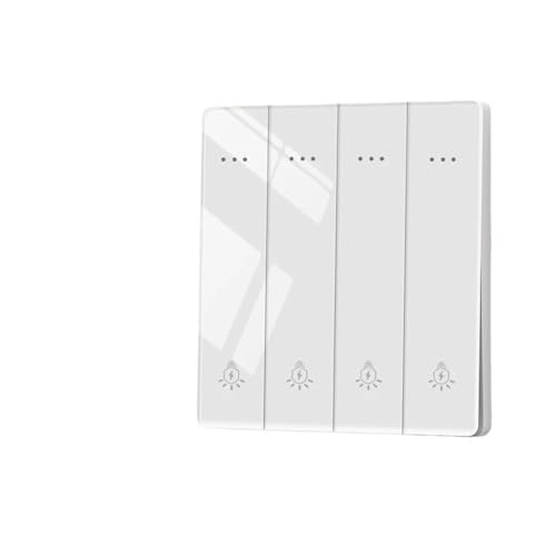 Lichtschalter Unterputz,Wechselschalter Weißes Glas Wand Quadrat Schalter Panel 16a Steckdose Große Licht(4Gang) von CKryzillix