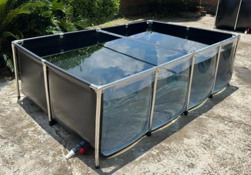 KOI Aquarium-Teich für oberirdische Fischteiche, faltbar, Segeltuch, schwarzes Wasserbecken mit klarem Sichtfeld, für drinnen und draußen, kein Graben von Schildkröten, Goldfischteich mit 304SS Rahmen von CL CLC