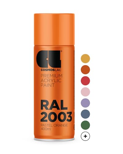 COSMOS LAC Sprühlack Pastell orange, glänzend - Spraydosen Sprühfarbe DIY Lack Acryllack Spray Farbspray Sprühdose Lackspray Farbe für Kunststoff, Metall, UVM. (RAL 2003 - pastellorange) von CL COSMOS LAC