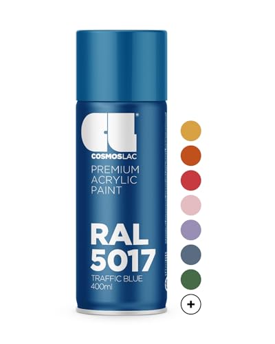 COSMOS LAC Sprühlack blau, glänzend - Spraydosen Sprühfarbe DIY Lack Acryllack Spray Farbspray Sprühdose Lackspray Farbe für Kunststoff, Metall, uvm. (RAL 5017 - verkehrsblau) von CL COSMOS LAC