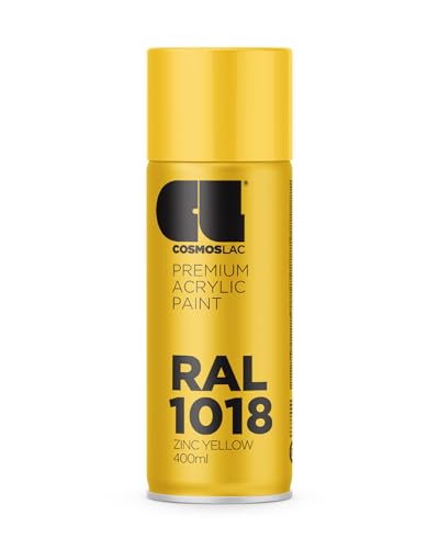COSMOS LAC Sprühlack gelb, glänzend - Spraydosen Sprühfarbe DIY Lack Acryllack Spray Farbspray Sprühdose Lackspray Farbe für Kunststoff, Metall, uvm. (RAL 1018 - zinkgelb) von CL COSMOS LAC