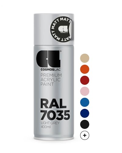 COSMOS LAC Sprühlack grau, glänzend - Spraydosen Sprühfarbe DIY Lack Acryllack Spray Farbspray Sprühdose Lackspray Farbe für Kunststoff, Metall, UVM. (RAL 7035 - lichtgrau) von CL COSMOS LAC