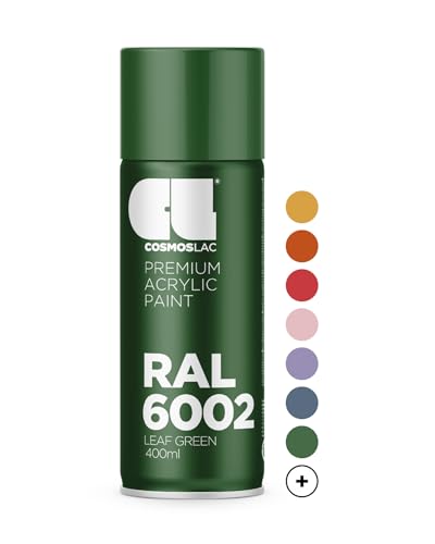 COSMOS LAC Sprühlack grün, glänzend - Spraydosen Sprühfarbe DIY Lack Acryllack Spray Farbspray Sprühdose Lackspray Farbe für Kunststoff, Metall, uvm. (RAL 6002 - laubgrün) von CL COSMOS LAC