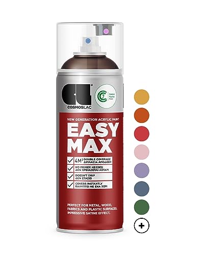 COSMOS LAC Sprühlack matt mit hoher Deckkraft - Spraydosen DIY Lack - Sprühfarbe Acryl Spray - Paint Farbspray Sprühdose Lackspray - Klarlack-Set (Seidenmatt einzeln, RAL 8011 - braun) von CL COSMOS LAC
