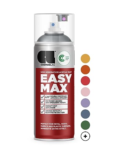 COSMOS LAC Sprühlack matt mit hoher Deckkraft - Spraydosen DIY Lack - Sprühfarbe Acryl Spray - Paint Farbspray Sprühdose Lackspray - Klarlack-Set (Seidenmatt einzeln, RAL 7040 - fenstergrau) von CL COSMOS LAC