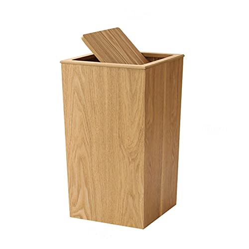 Advap Holz Mülleimer, Schwingdeckel Abfallbehälter Cube Form Papier Recyclingkorb, für Schlafzimmer, Wohnzimmer, Badezimmer, Büro, hellbraun Naturholz von Advap