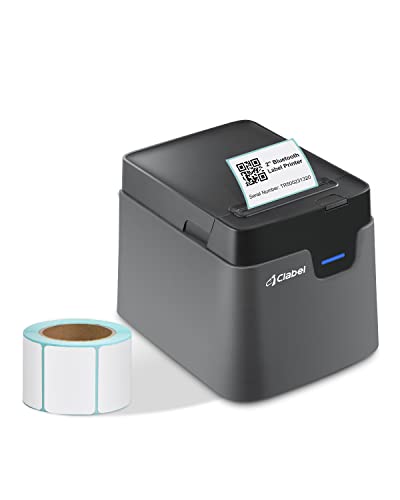 CLABEL Etikettendrucker Bluetooth Selbstklebend, Thermo 221D Etikettiergerät Desktop Ettikettendrucķer Label Printer für Barcode mit eine Rolle 40x30mm Etiketten EU-Stecker von CLABEL